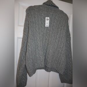 NWT Abercrombie & Fitch Gray Cowl Neck Cable Knit Sweater